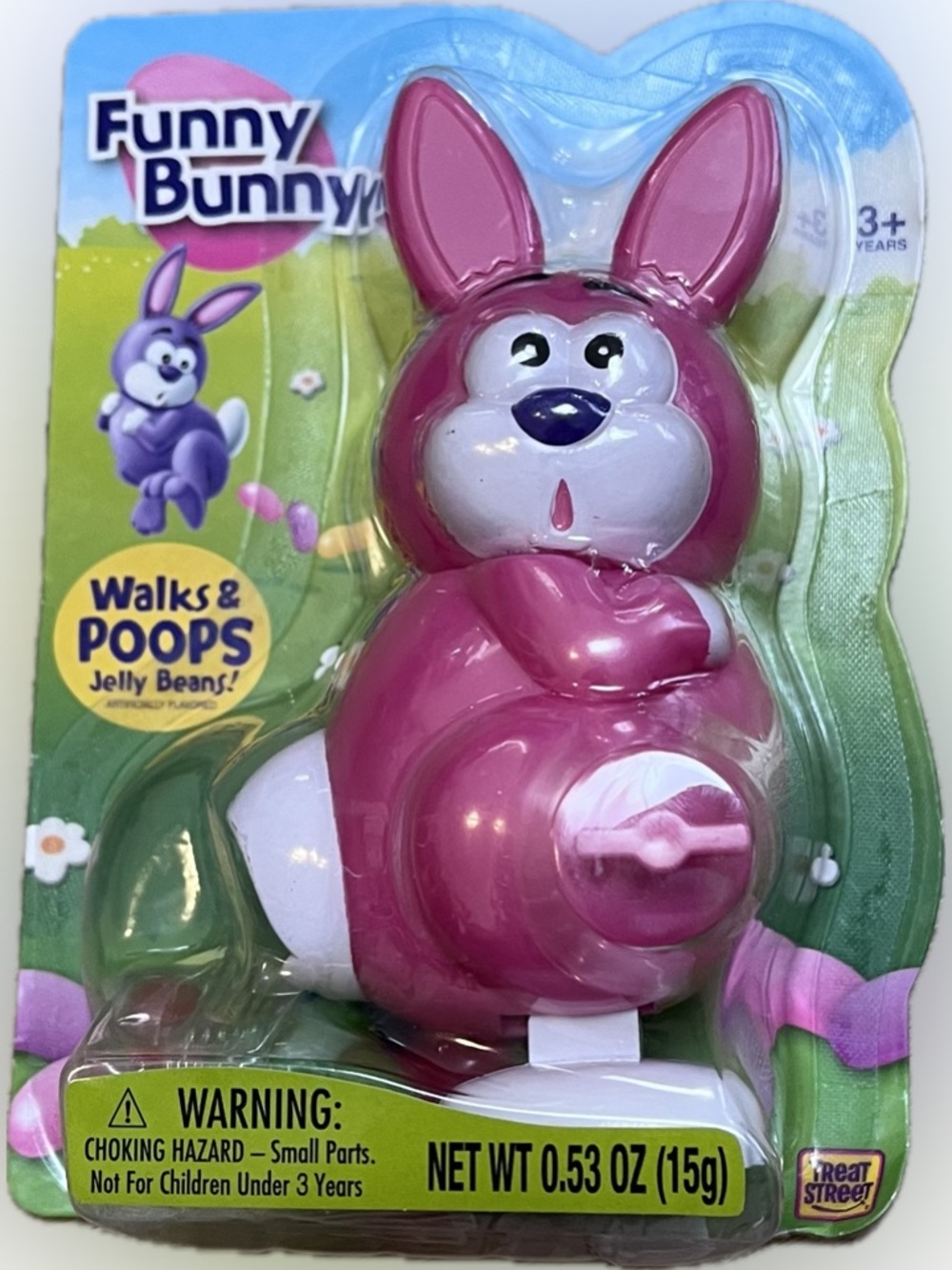 Funny Bunny Walks & Poops Easter Wind Up Toy Pink Rabbit